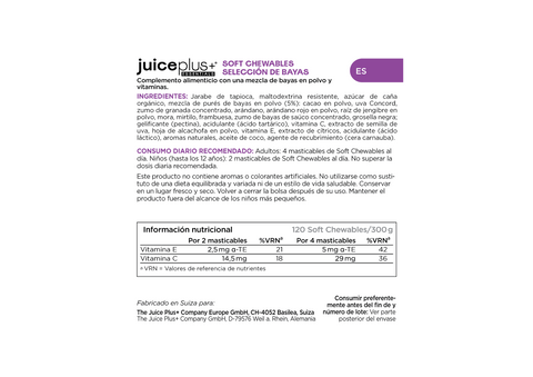 Fruit, groenten en bessen kauwtabletten