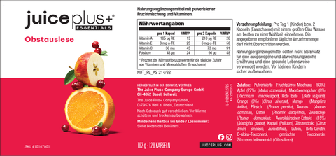 Selectie van fruit-, groente- en bessencapsules