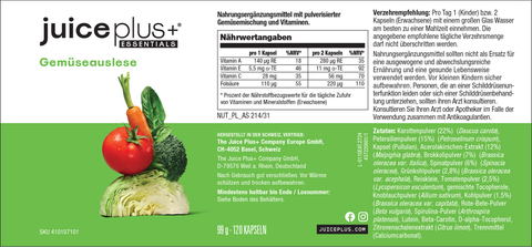 Selectie van fruit-, groente- en bessencapsules