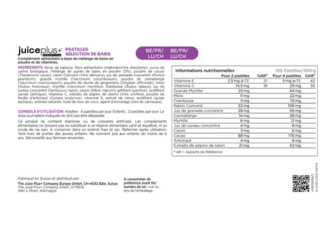 Fruit, groenten en bessen kauwtabletten