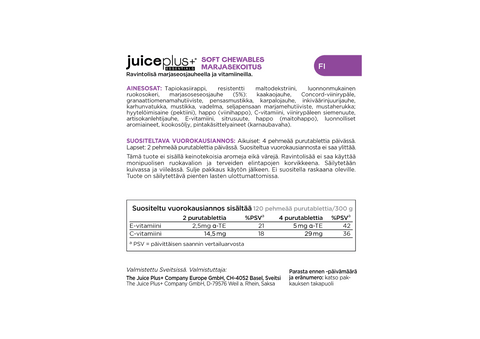Fruit, groenten en bessen kauwtabletten