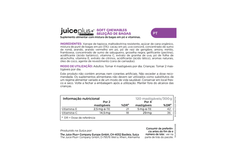 Fruit, groenten en bessen kauwtabletten