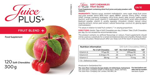 Fruit, groenten en bessen kauwtabletten