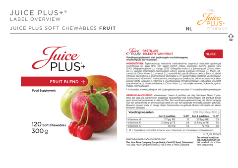 Selectie van fruit-, groente- en bessen Chewables