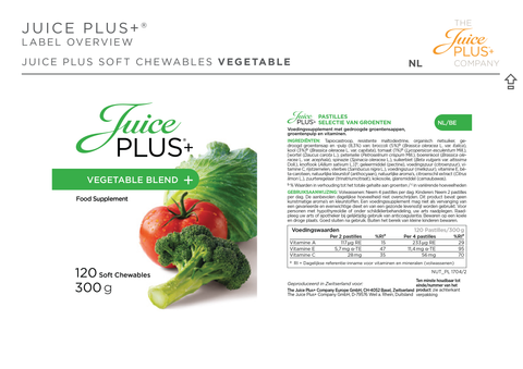 Selectie van fruit-, groente- en bessen Chewables